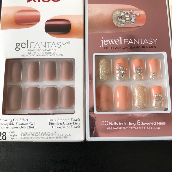 Set of 3 Kiss Press-On Nails Cream and Purple Collection - Picture 2 of 10